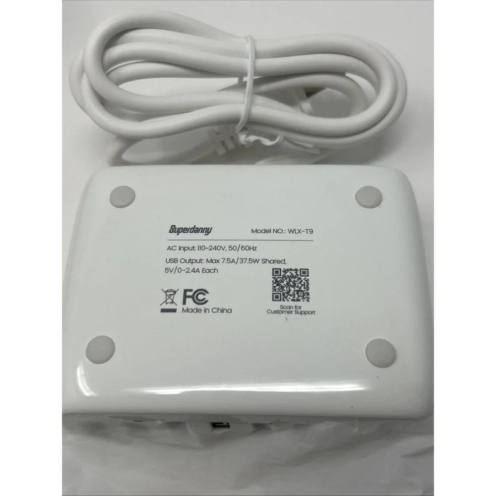 NIB SuperDanny 8-Port Desktop Charging Station White Fire Retardant Case
